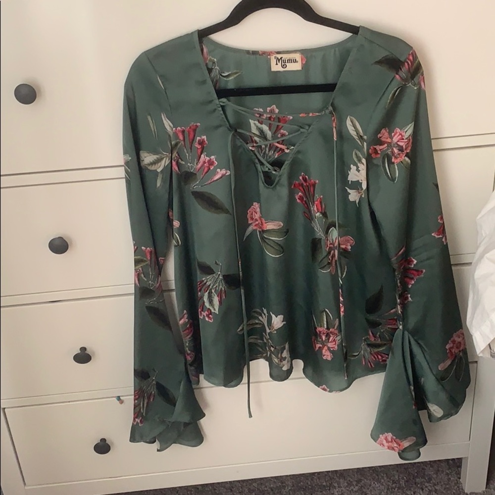 Show me your mumu silk butterfly sleeve top